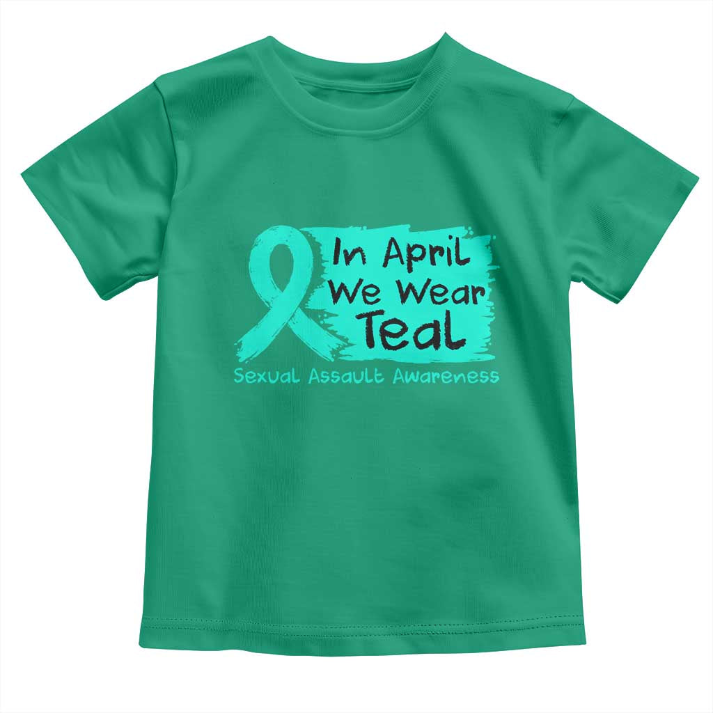 Sexual Assault Awareness Toddler T Shirt In April We Wear Teal TS10 Irish Green Print Your Wear