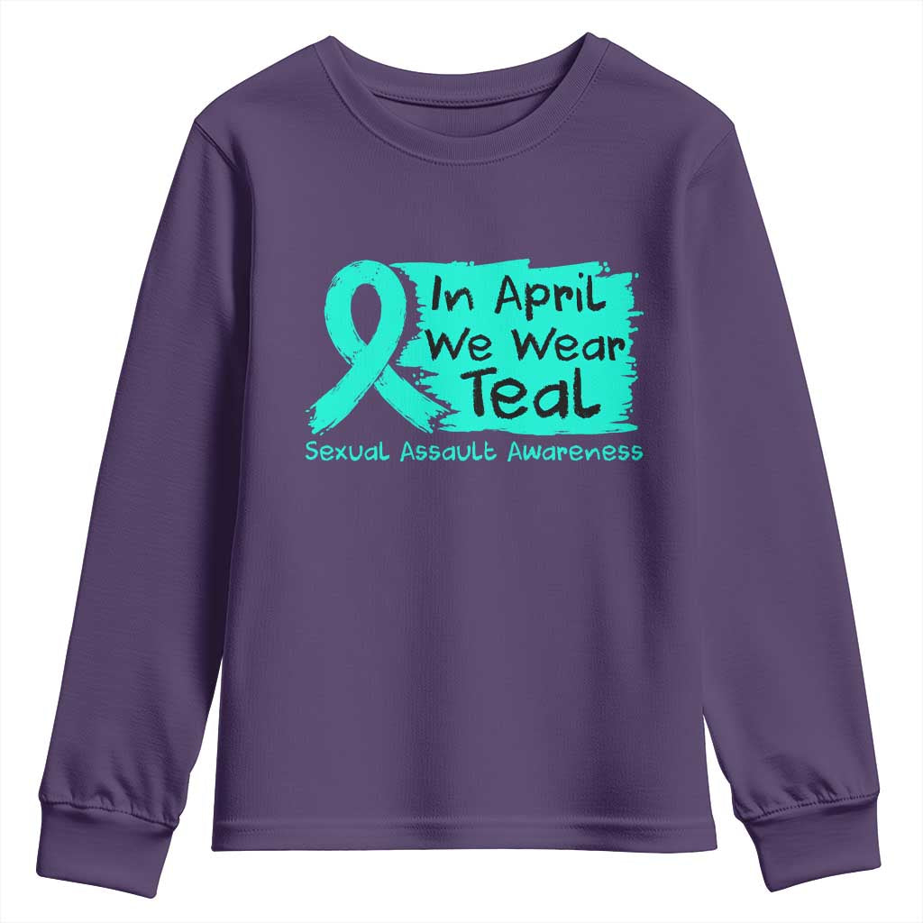 Sexual Assault Awareness Youth Sweatshirt In April We Wear Teal TS10 Purple Print Your Wear