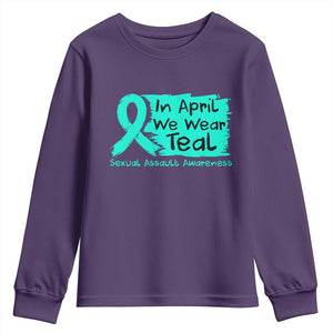 Sexual Assault Awareness Youth Sweatshirt In April We Wear Teal TS10 Purple Print Your Wear