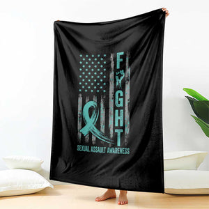 Sexual Assault Awareness Throw Blanket Fight Cancer American Flag Teal Ribbon TS10 Print Your Wear
