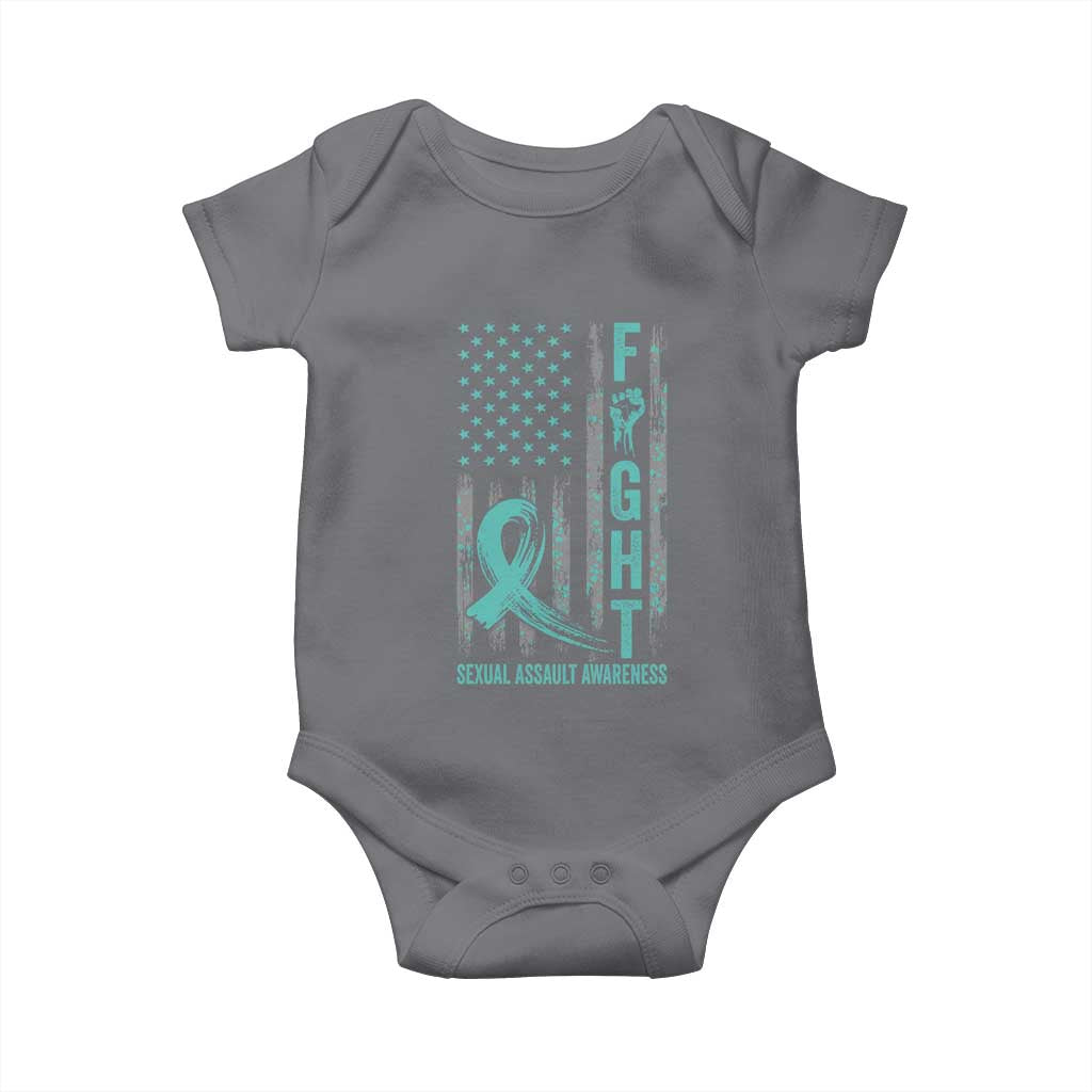 Sexual Assault Awareness Baby Onesie Fight Cancer American Flag Teal Ribbon TS10 Charcoal Print Your Wear