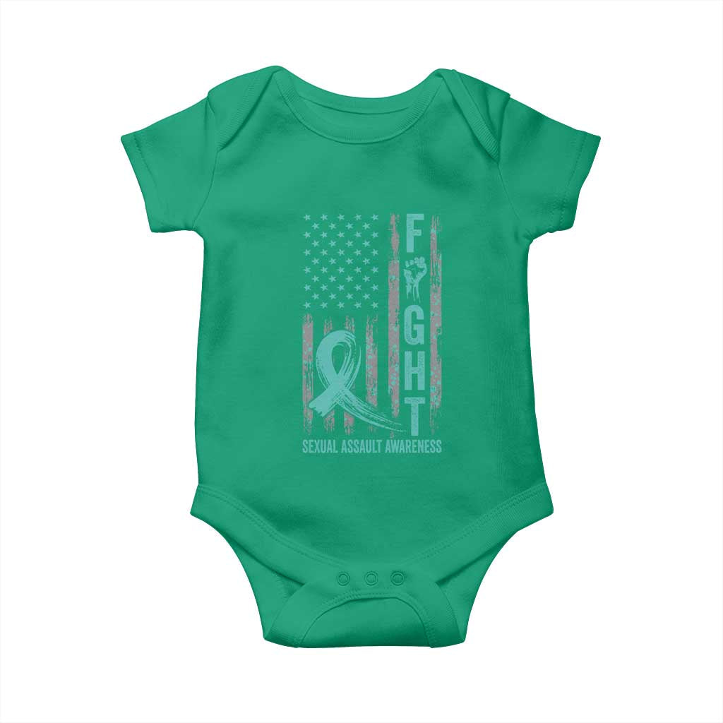Sexual Assault Awareness Baby Onesie Fight Cancer American Flag Teal Ribbon TS10 Irish Green Print Your Wear