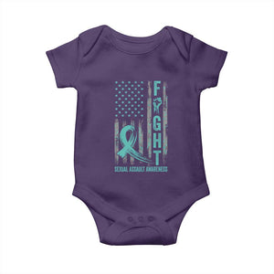 Sexual Assault Awareness Baby Onesie Fight Cancer American Flag Teal Ribbon TS10 Purple Print Your Wear