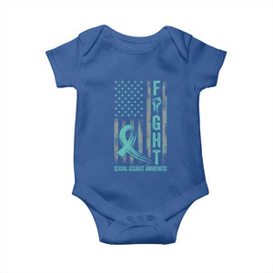 Sexual Assault Awareness Baby Onesie Fight Cancer American Flag Teal Ribbon TS10 Royal Blue Print Your Wear