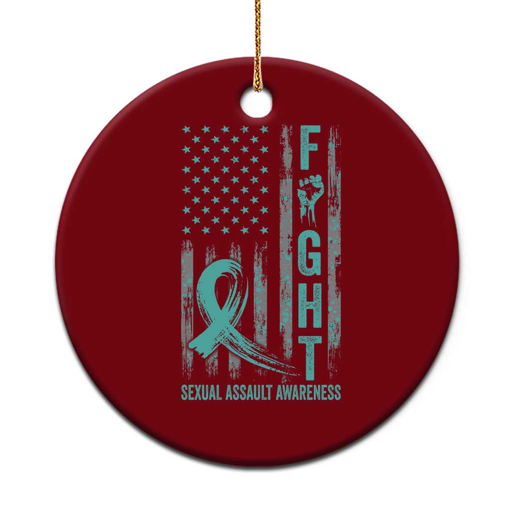 Sexual Assault Awareness Ceramic Ornament Fight Cancer American Flag Teal Ribbon TS10 1pc Red Print Your Wear