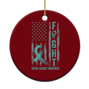 Sexual Assault Awareness Ceramic Ornament Fight Cancer American Flag Teal Ribbon TS10 1pc Red Print Your Wear