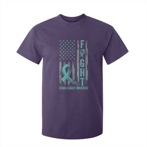 Sexual Assault Awareness T Shirt For Kid Fight Cancer American Flag Teal Ribbon TS10 Purple Print Your Wear