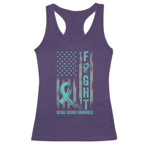 Sexual Assault Awareness Racerback Tank Top Fight Cancer American Flag Teal Ribbon TS10 Purple Print Your Wear