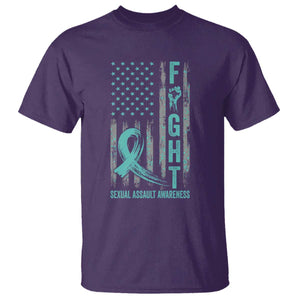 Sexual Assault Awareness T Shirt Fight Cancer American Flag Teal Ribbon TS10 Purple Print Your Wear