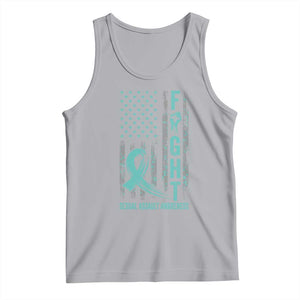 Sexual Assault Awareness Tank Top Fight Cancer American Flag Teal Ribbon TS10 Athletic Heather Print Your Wear