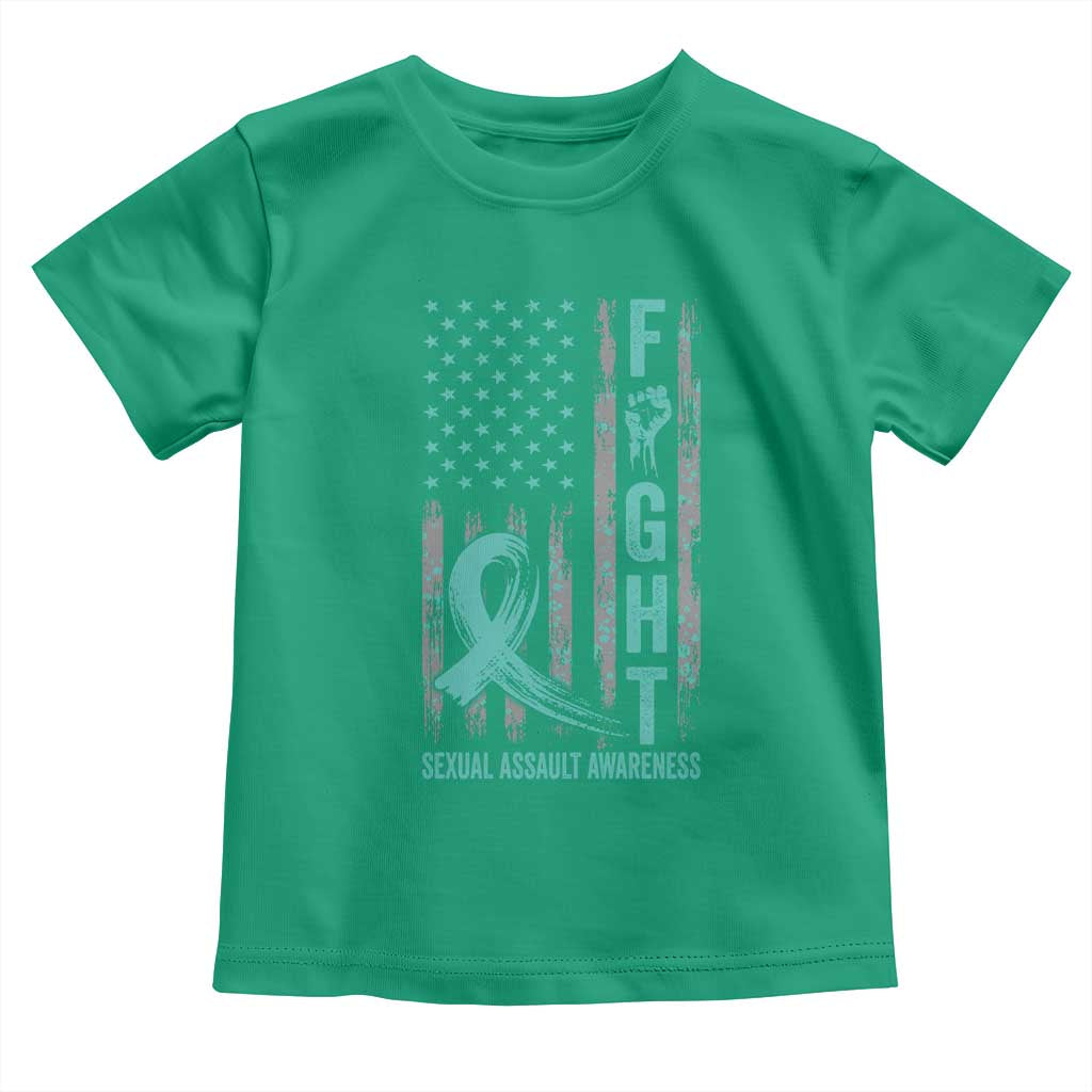 Sexual Assault Awareness Toddler T Shirt Fight Cancer American Flag Teal Ribbon TS10 Irish Green Print Your Wear