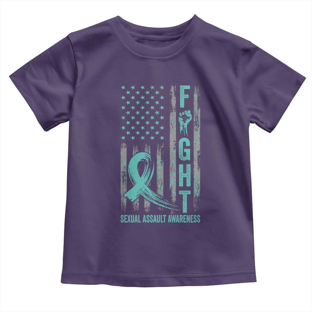 Sexual Assault Awareness Toddler T Shirt Fight Cancer American Flag Teal Ribbon TS10 Purple Print Your Wear
