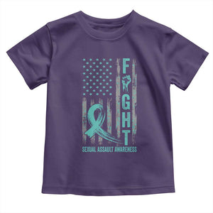 Sexual Assault Awareness Toddler T Shirt Fight Cancer American Flag Teal Ribbon TS10 Purple Print Your Wear