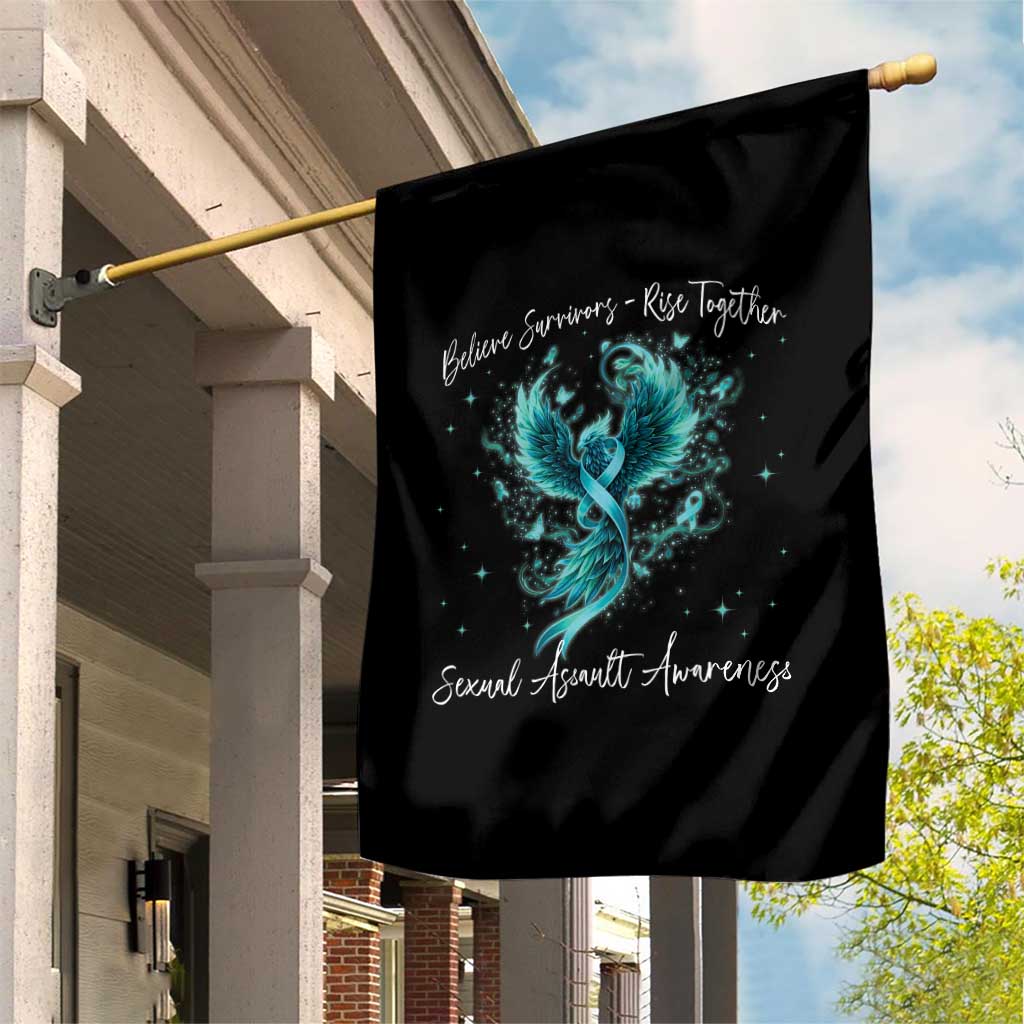 Sexual Assault Awareness Garden Flag Phoenix Bird Reborn Rising Born Again Firebird Teal Ribbon TS10 Print Your Wear