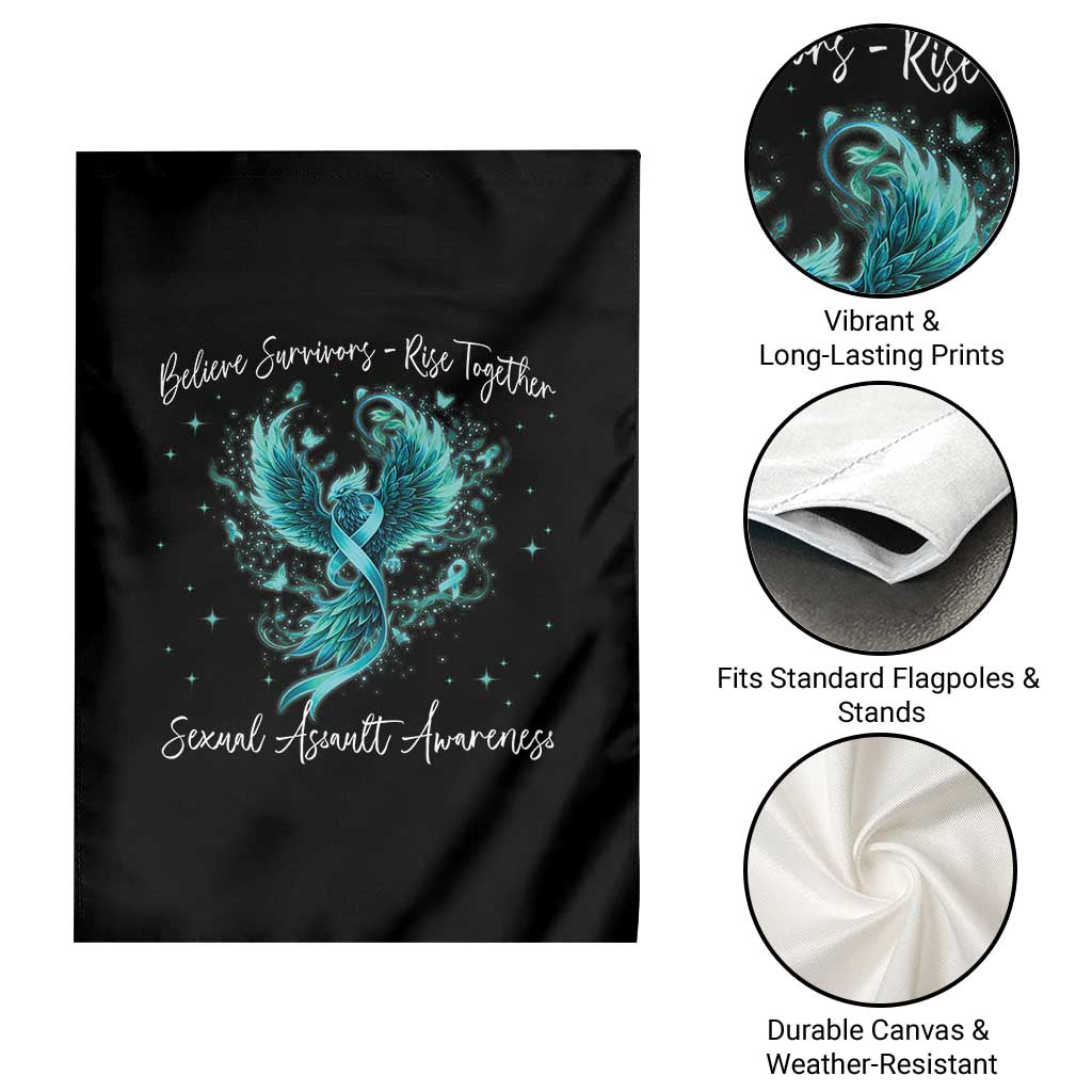 Sexual Assault Awareness Garden Flag Phoenix Bird Reborn Rising Born Again Firebird Teal Ribbon TS10 Print Your Wear