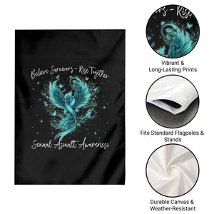 Sexual Assault Awareness Garden Flag Phoenix Bird Reborn Rising Born Again Firebird Teal Ribbon TS10 Print Your Wear
