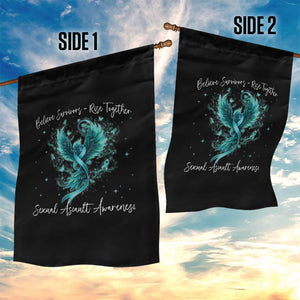 Sexual Assault Awareness Garden Flag Phoenix Bird Reborn Rising Born Again Firebird Teal Ribbon TS10 Print Your Wear