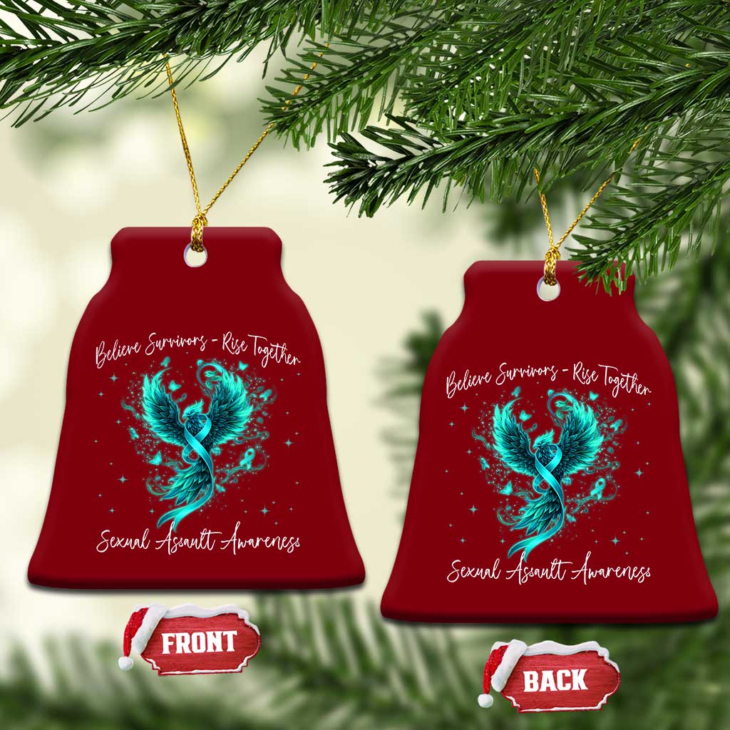 Sexual Assault Awareness Ceramic Ornament Phoenix Bird Reborn Rising Born Again Firebird Teal Ribbon TS10 Print Your Wear