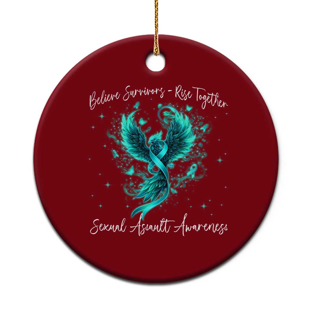 Sexual Assault Awareness Ceramic Ornament Phoenix Bird Reborn Rising Born Again Firebird Teal Ribbon TS10 1pc Red Print Your Wear