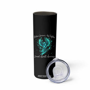 Sexual Assault Awareness Skinny Tumbler Phoenix Bird Reborn Rising Born Again Firebird Teal Ribbon TS10 Print Your Wear