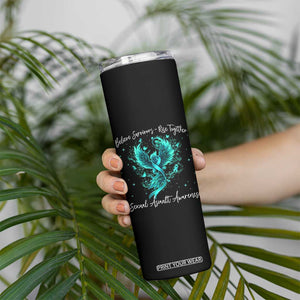 Sexual Assault Awareness Skinny Tumbler Phoenix Bird Reborn Rising Born Again Firebird Teal Ribbon TS10 Print Your Wear