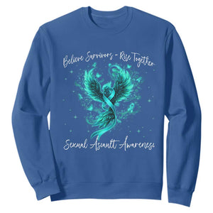 Sexual Assault Awareness Sweatshirt Phoenix Bird Reborn Rising Born Again Firebird Teal Ribbon TS10 Royal Blue Print Your Wear