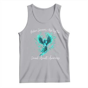 Sexual Assault Awareness Tank Top Phoenix Bird Reborn Rising Born Again Firebird Teal Ribbon TS10 Athletic Heather Print Your Wear