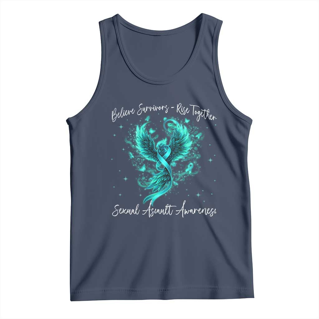 Sexual Assault Awareness Tank Top Phoenix Bird Reborn Rising Born Again Firebird Teal Ribbon TS10 Navy Print Your Wear