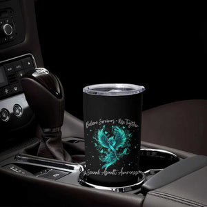 Sexual Assault Awareness Tumbler Cup Phoenix Bird Reborn Rising Born Again Firebird Teal Ribbon TS10 Print Your Wear