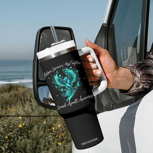 Sexual Assault Awareness Tumbler With Handle Phoenix Bird Reborn Rising Born Again Firebird Teal Ribbon TS10 Print Your Wear