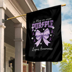 In May We Wear Purple Lupus Awareness Garden Flag Purple Ribbon Coquette Bow TS10 Print Your Wear