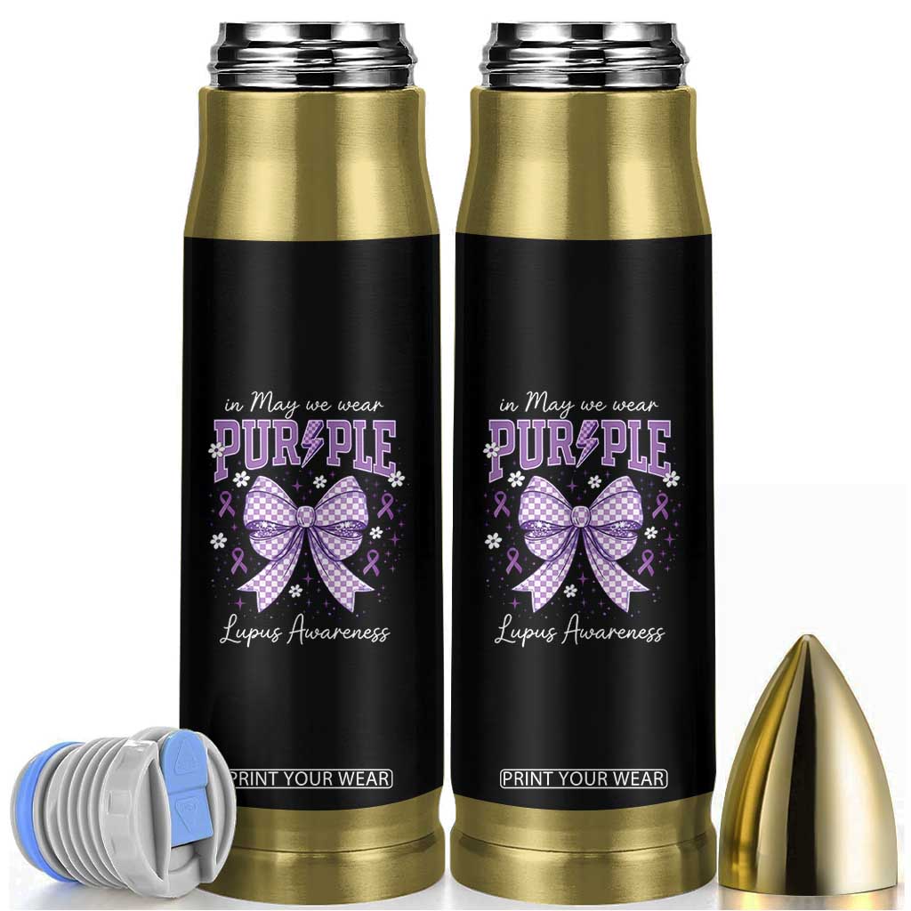 In May We Wear Purple Lupus Awareness Bullet Tumbler Purple Ribbon Coquette Bow TS10 Black Print Your Wear
