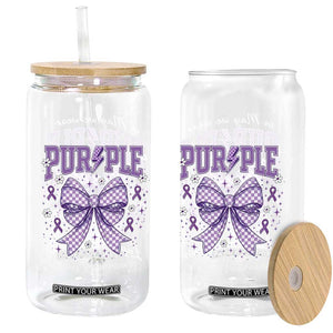 In May We Wear Purple Lupus Awareness Glass Can Purple Ribbon Coquette Bow TS10 Print Your Wear