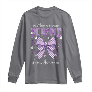 In May We Wear Purple Lupus Awareness Long Sleeve Shirt Purple Ribbon Coquette Bow TS10 Charcoal Print Your Wear