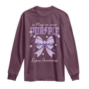 In May We Wear Purple Lupus Awareness Long Sleeve Shirt Purple Ribbon Coquette Bow TS10 Maroon Print Your Wear