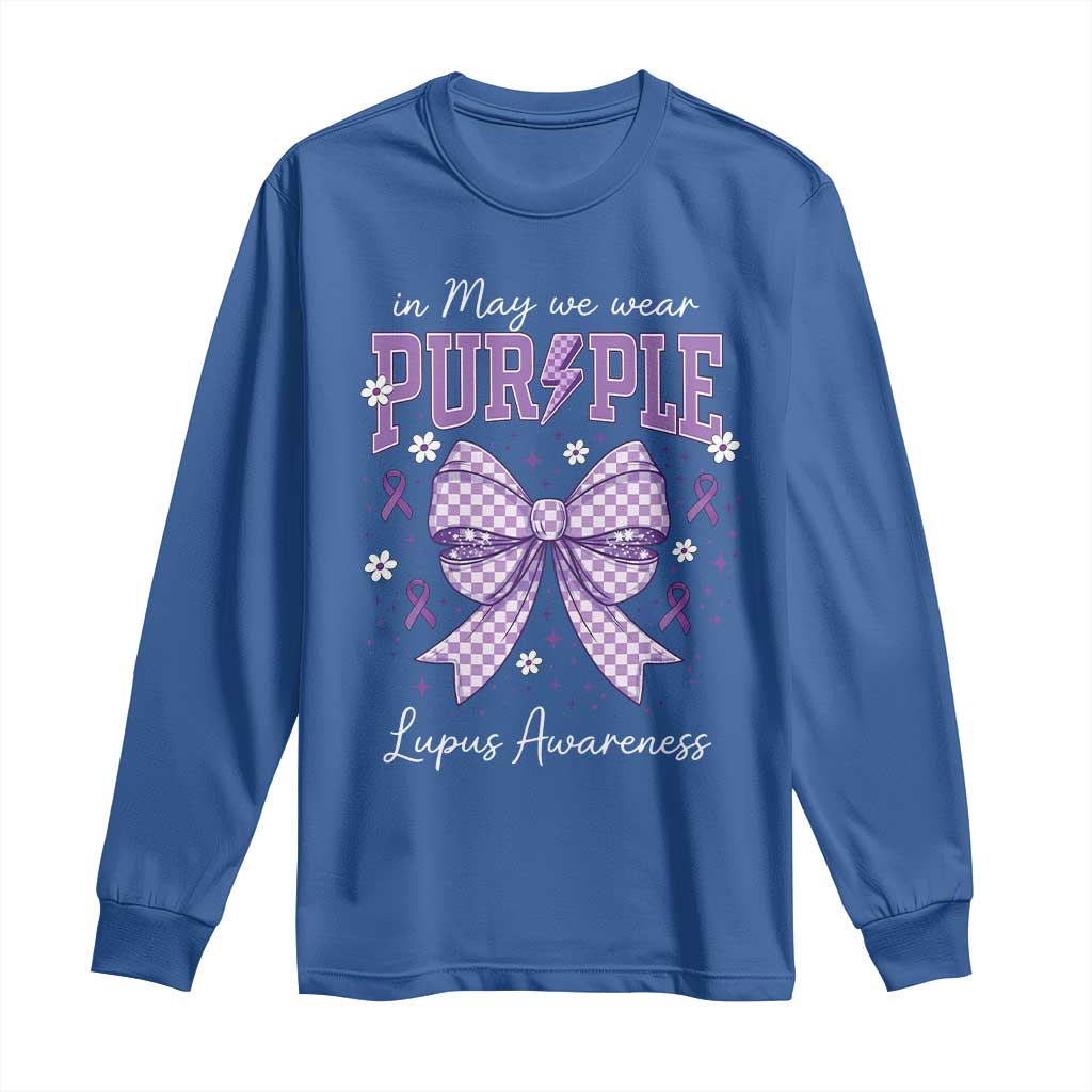 In May We Wear Purple Lupus Awareness Long Sleeve Shirt Purple Ribbon Coquette Bow TS10 Royal Blue Print Your Wear