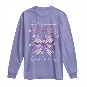 In May We Wear Purple Lupus Awareness Long Sleeve Shirt Purple Ribbon Coquette Bow TS10 Violet Print Your Wear