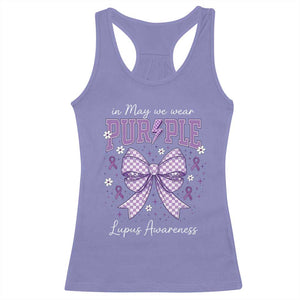 In May We Wear Purple Lupus Awareness Racerback Tank Top Purple Ribbon Coquette Bow TS10 Violet Print Your Wear