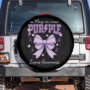 In May We Wear Purple Lupus Awareness Spare Tire Cover Purple Ribbon Coquette Bow TS10 No hole Black Print Your Wear