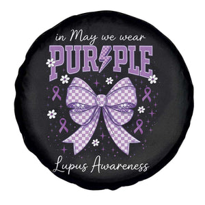 In May We Wear Purple Lupus Awareness Spare Tire Cover Purple Ribbon Coquette Bow TS10 Print Your Wear