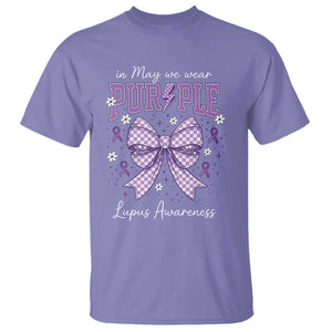 In May We Wear Purple Lupus Awareness T Shirt Purple Ribbon Coquette Bow TS10 Violet Print Your Wear