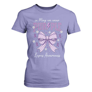 In May We Wear Purple Lupus Awareness T Shirt For Women Purple Ribbon Coquette Bow TS10 Violet Print Your Wear