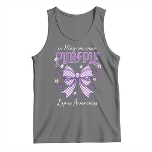 In May We Wear Purple Lupus Awareness Tank Top Purple Ribbon Coquette Bow TS10 Black Heather Print Your Wear
