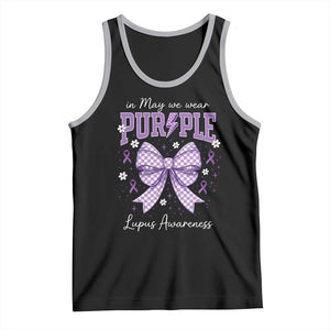 In May We Wear Purple Lupus Awareness Tank Top Purple Ribbon Coquette Bow TS10 Black Athletic Heather Print Your Wear