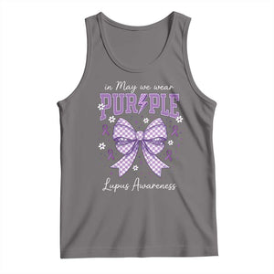 In May We Wear Purple Lupus Awareness Tank Top Purple Ribbon Coquette Bow TS10 Deep Heather Print Your Wear