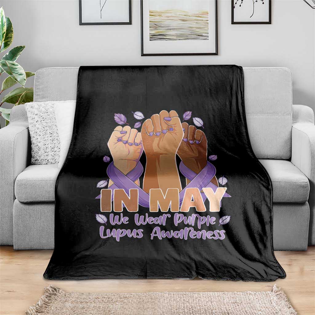 In May We Wear Purple Lupus Awareness Throw Blanket Purple Ribbon TS10 Print Your Wear