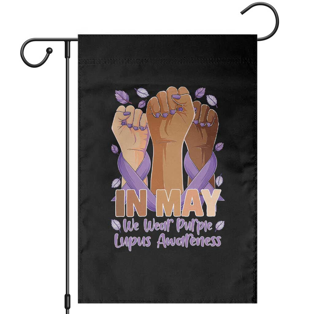 In May We Wear Purple Lupus Awareness Garden Flag Purple Ribbon TS10 Black Print Your Wear