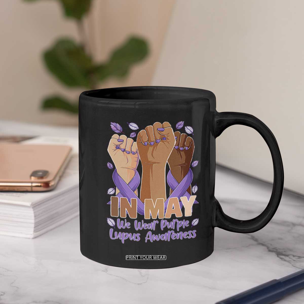 In May We Wear Purple Lupus Awareness Coffee Mug Purple Ribbon TS10 Print Your Wear