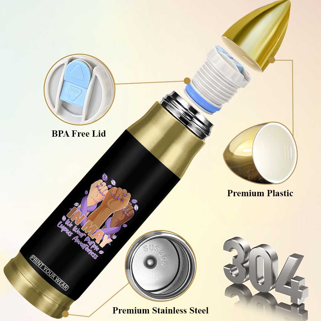 In May We Wear Purple Lupus Awareness Bullet Tumbler Purple Ribbon TS10 Print Your Wear