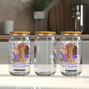 In May We Wear Purple Lupus Awareness Glass Can Purple Ribbon TS10 Print Your Wear